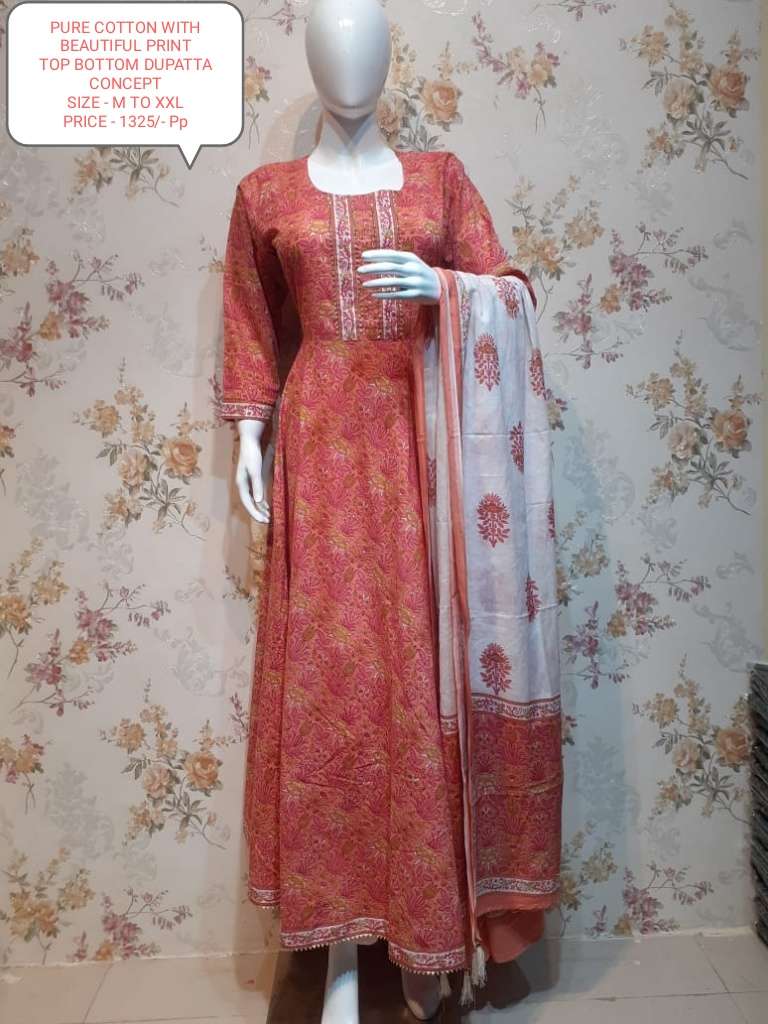 VASTRA MODA PRESENTS VM 181 PURE COTTON WITH BEAUTIFUL PRINT AND TOP WITH BOTTOM AND DUPATTA M TO XXL